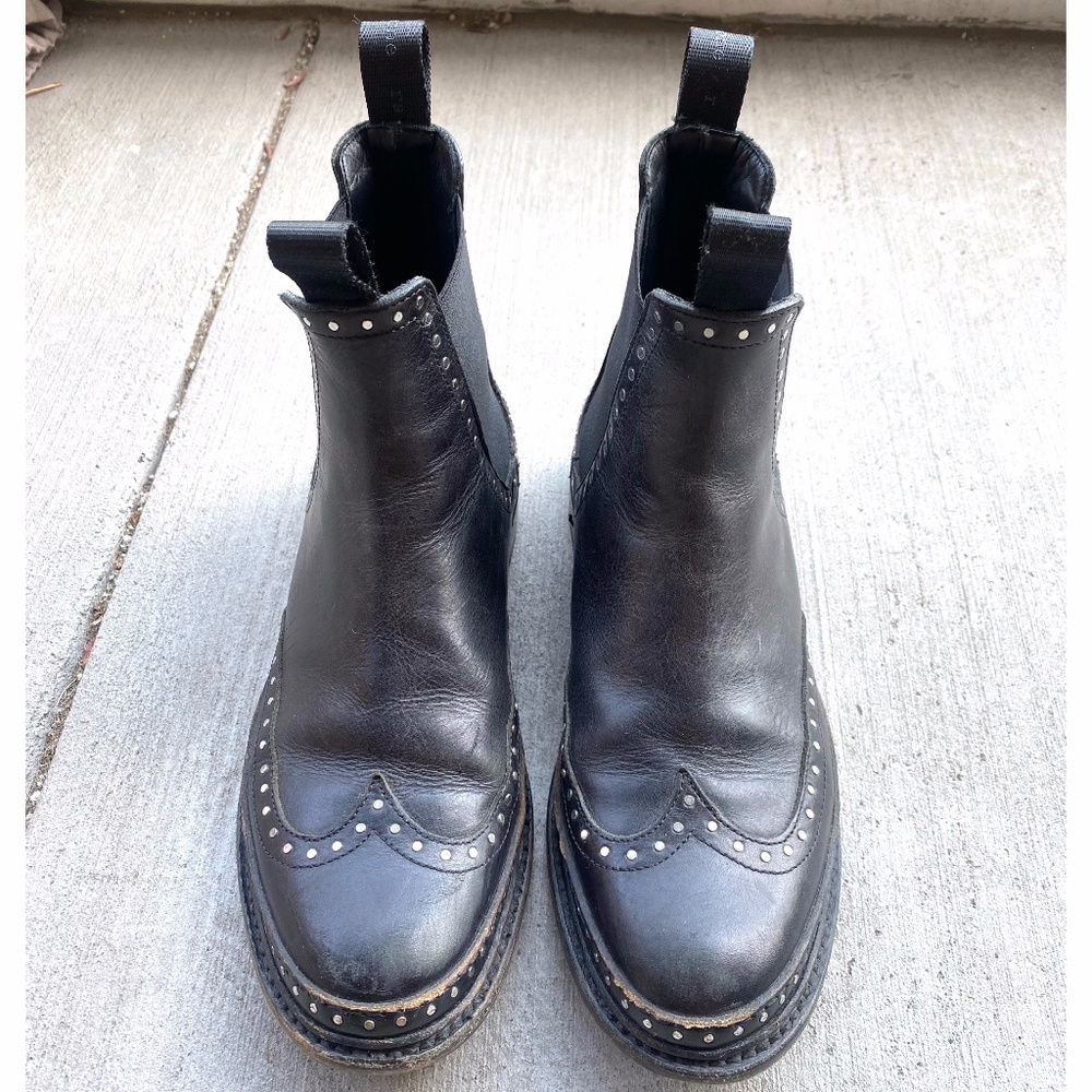 Black Leather Studded Chelsea Boot